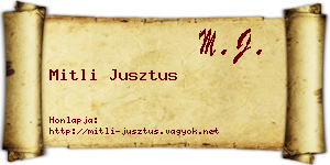 Mitli Jusztus névjegykártya